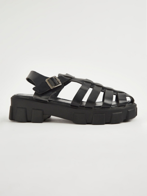 Black Chunky Fisherman Sandals Women at ASDA