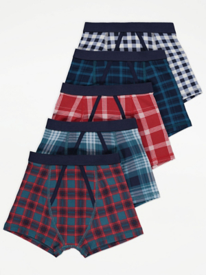 Checked Trunks 5 Pack Kids at ASDA