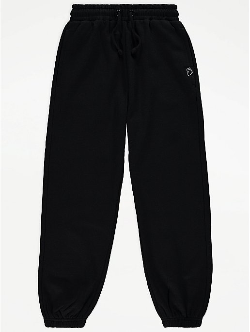 Black Happy Heart Joggers | Kids | George at ASDA