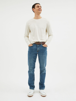 Belted Straight Cut Jeans Men at ASDA
