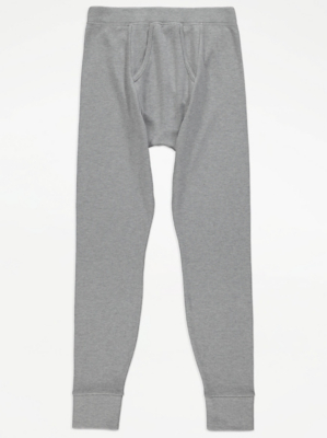 Grey Ribbed Thermal Long Johns Men at ASDA