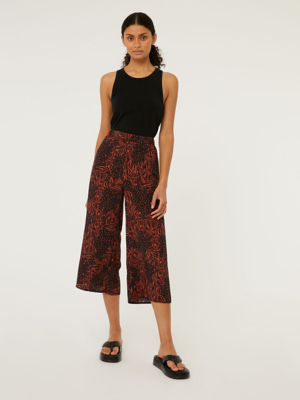 Orange Animal Print Cropped Culottes Women at ASDA