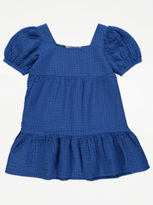 Blue Textured Tiered Dress Sale & Offers at ASDA