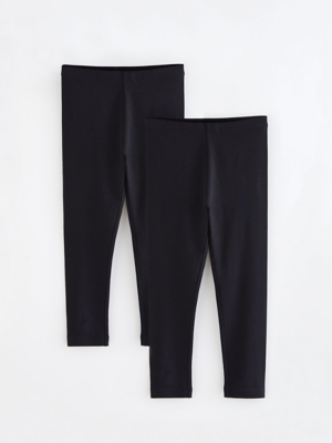 Girls Black School Leggings 2 Pack School at ASDA
