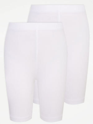 Girls White School Jersey Cycling Shorts 2 Pack School at ASDA