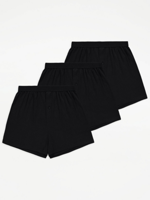 Black Loose Fit Jersey Boxers 3 Pack Men at ASDA