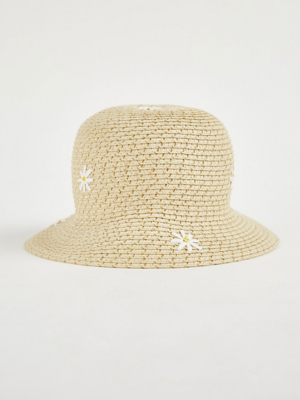 Daisy Straw Cloche Hat Kids at ASDA