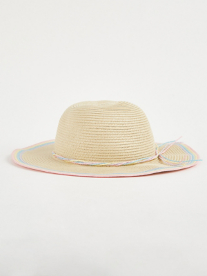 Rainbow Floppy Straw Hat Kids at ASDA