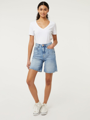 Light Blue Seamed Denim Shorts Women at ASDA