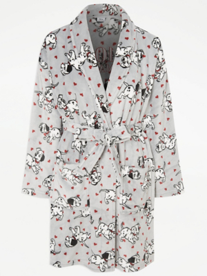 Disney 101 Dalmatians Grey Heart Fleece Dressing Gown Lingerie at ASDA