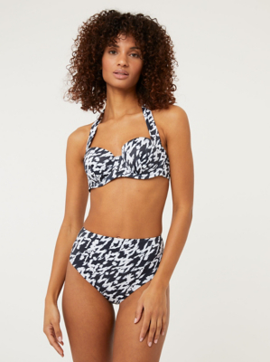 Black Abstract Printed High Waisted Bikini Bottoms Women at ASDA