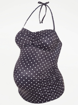 Maternity Black Polka Dot Tankini Top Women at ASDA