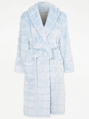 Light Blue Plush Fleece Dressing Gown Women at ASDA
