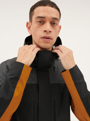 Black Hooded Lightweight Waterproof Jacket Men at ASDA