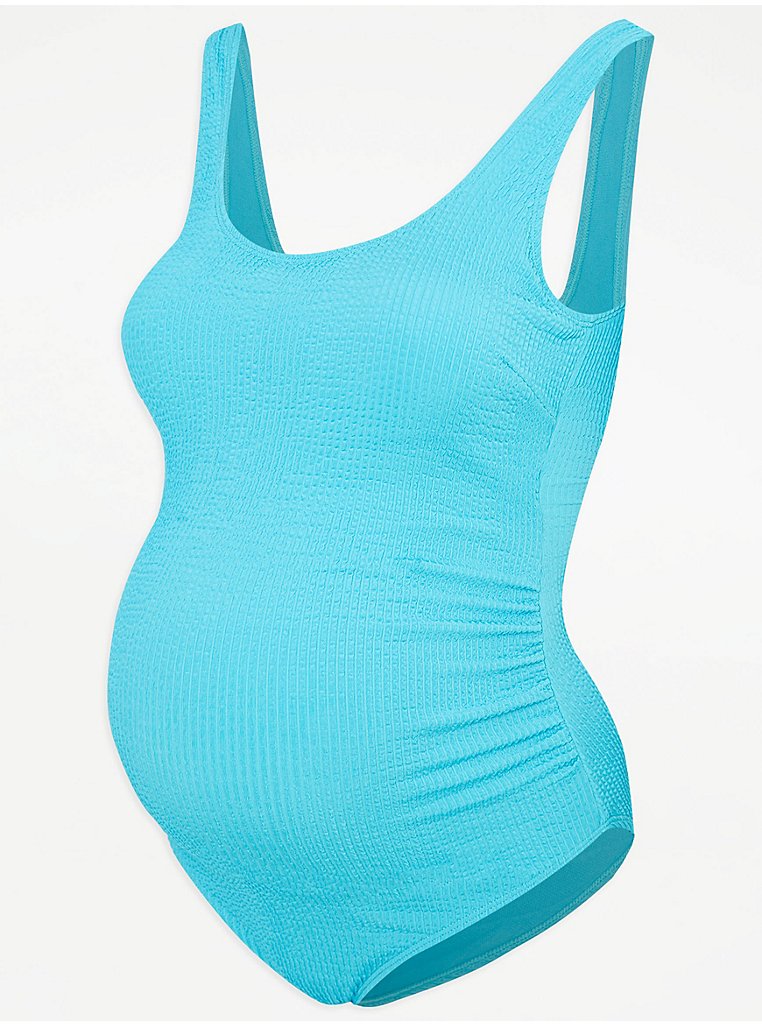 Maternity Blue Textured Swimsuit, Women