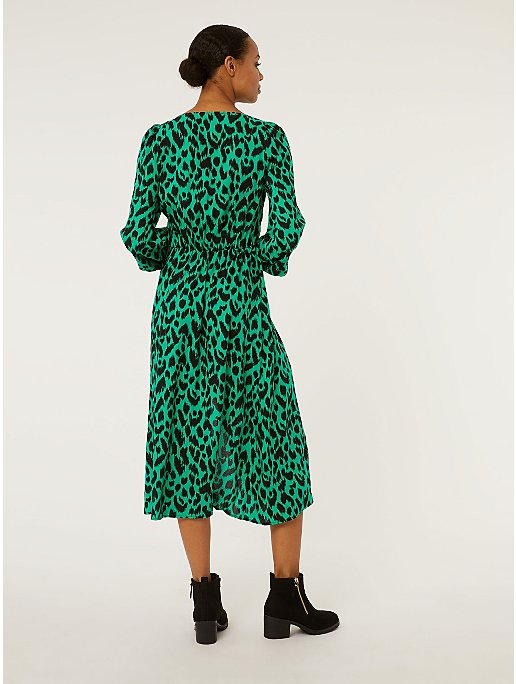Green Animal Print Ruched Front Dress | Women | George at ASDA