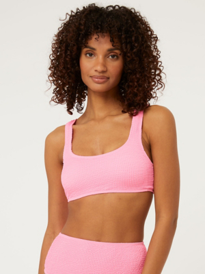 Pink Textured Bikini and High Waisted Bottoms Set at ASDA