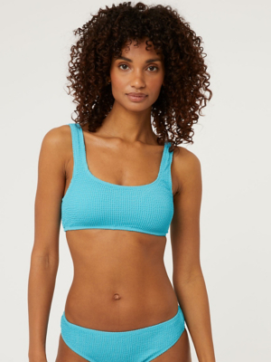 Blue Textured Bikini and Bottoms Set at ASDA
