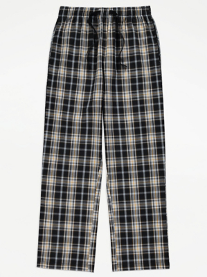 Black Checked Woven Lounge Bottoms Men at ASDA