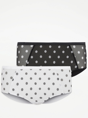 Polka Dot Print Short Briefs 2 Pack | Lingerie | George at ASDA