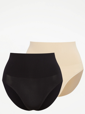 Seam Free Midi Control Briefs 2 Pack Lingerie at ASDA