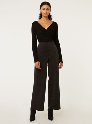 Black Glitter Striped Trousers | Women | George at ASDA