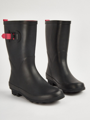 Black Neon Trim Wellington Boots Women at ASDA