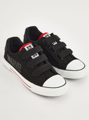 Marvel Black Triple Strap Trainers Kids at ASDA