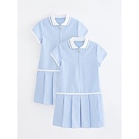 Girls Light Blue Gingham Sporty School Dress 2 Pack | School | George at ASDA