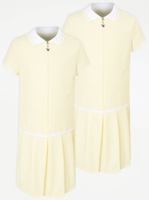 Girls Yellow Gingham Sporty School Dress 2 Pack | School | George At ASDA