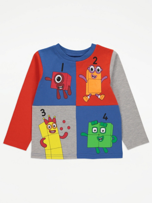 Numberblocks Character Print Long Sleeve Top Kids at ASDA
