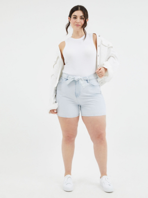 Light Wash Belted Denim Shorts Women at ASDA