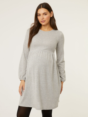 Maternity Grey Soft Touch Mini Dress Women at ASDA