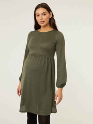Maternity Khaki Soft Touch Mini Dress Women at ASDA