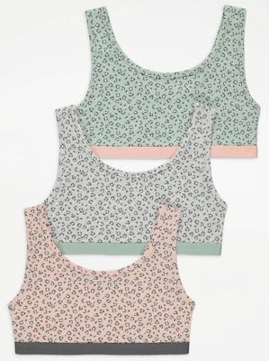 Pink Animal Print Crop Tops 3 Pack Kids at ASDA
