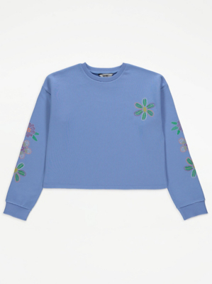 Blue Flower Detail Sweatshirt Kids at ASDA