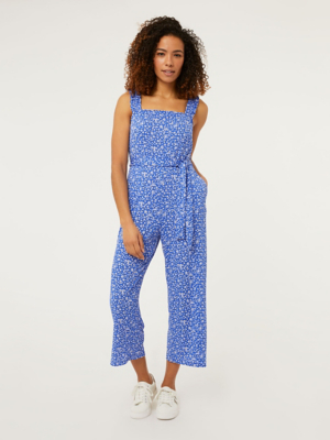 Blue Floral Print Jersey Jumpsuit Women at ASDA