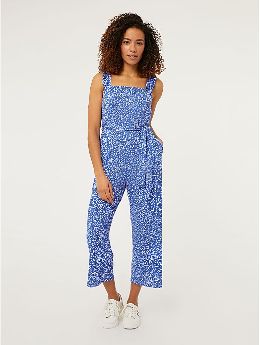 Blue Floral Print Jersey Jumpsuit | Women | George at ASDA