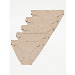 Nude High Leg Knickers 5 Pack, Lingerie