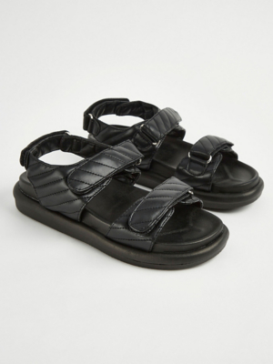 Black Quilted Strappy Sandals Women at ASDA