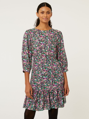 Purple Floral Boho Mini Dress Women at ASDA