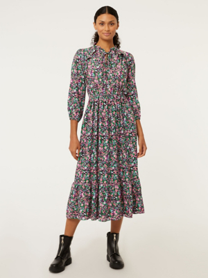Purple Floral Boho Midi Dress Women at ASDA