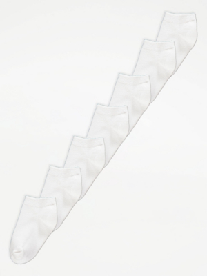 White Cotton Rich Trainer Socks 7 Pack Kids at ASDA