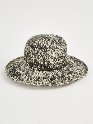 Black Woven Paper Bucket Hat Women at ASDA
