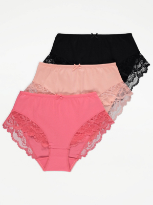 Lace Trim Midi Knickers 3 Pack Sale & Offers at ASDA