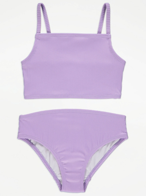 Lilac Ribbed Bikini Kids at ASDA