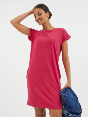 Bright Pink TShirt Mini Dress Women at ASDA