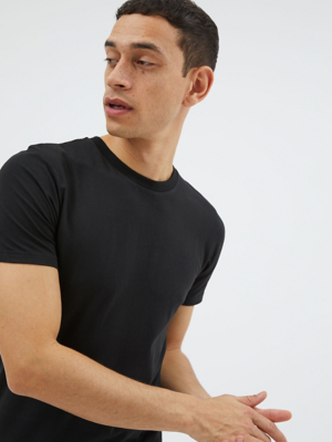 Black Plain Muscle Fit TShirt Men at ASDA