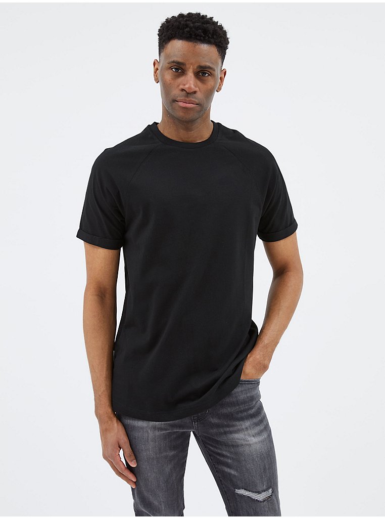 Black Plain Longline T-Shirt | Men | George at ASDA