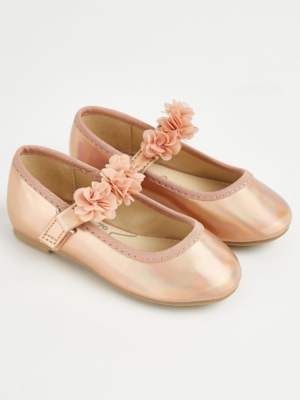 Rose Gold Iridescent Ballet Shoes Kids at ASDA
